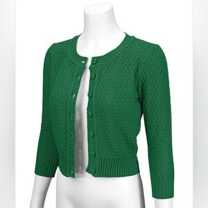 🌷Ye Mak Crop Women's Kelly Green Cardigan Sweater